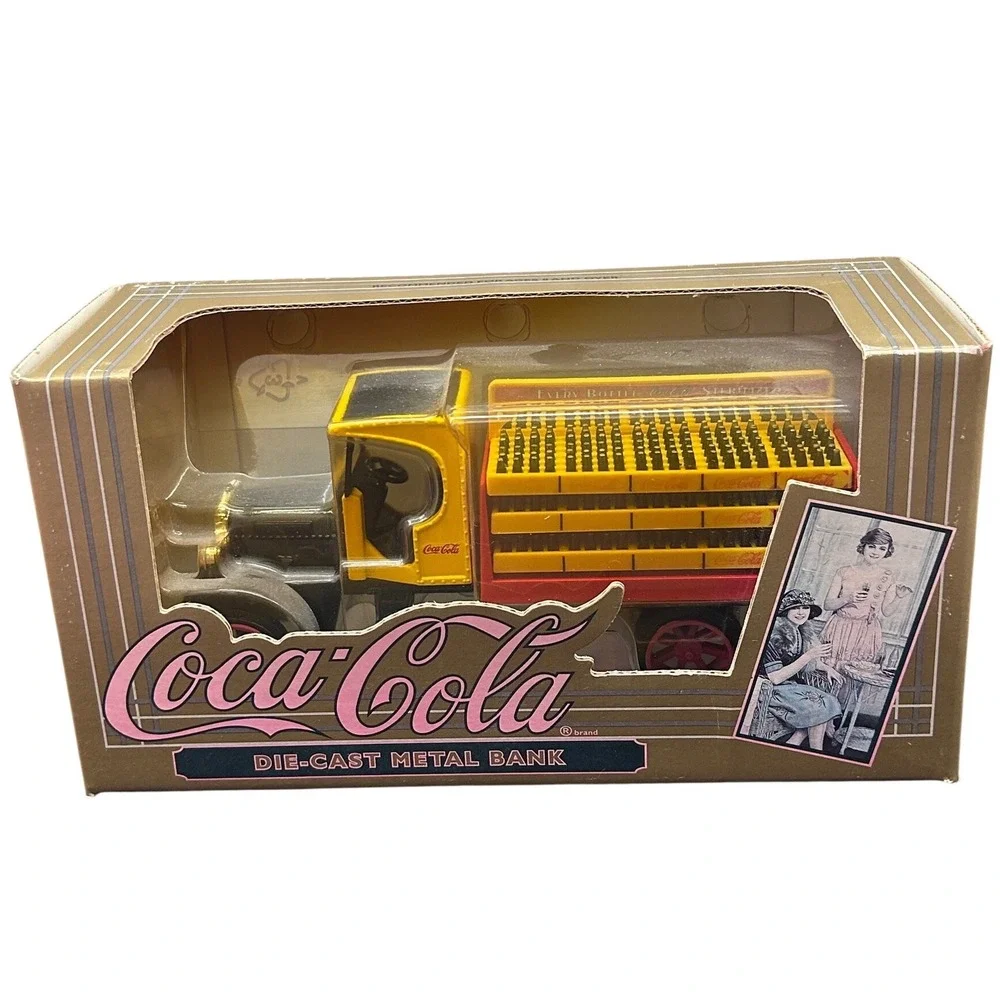 Coca-Cola Die-Cast Metal Bank 1994 Ertl Kenworth Delivery Truck Yellow Red B397